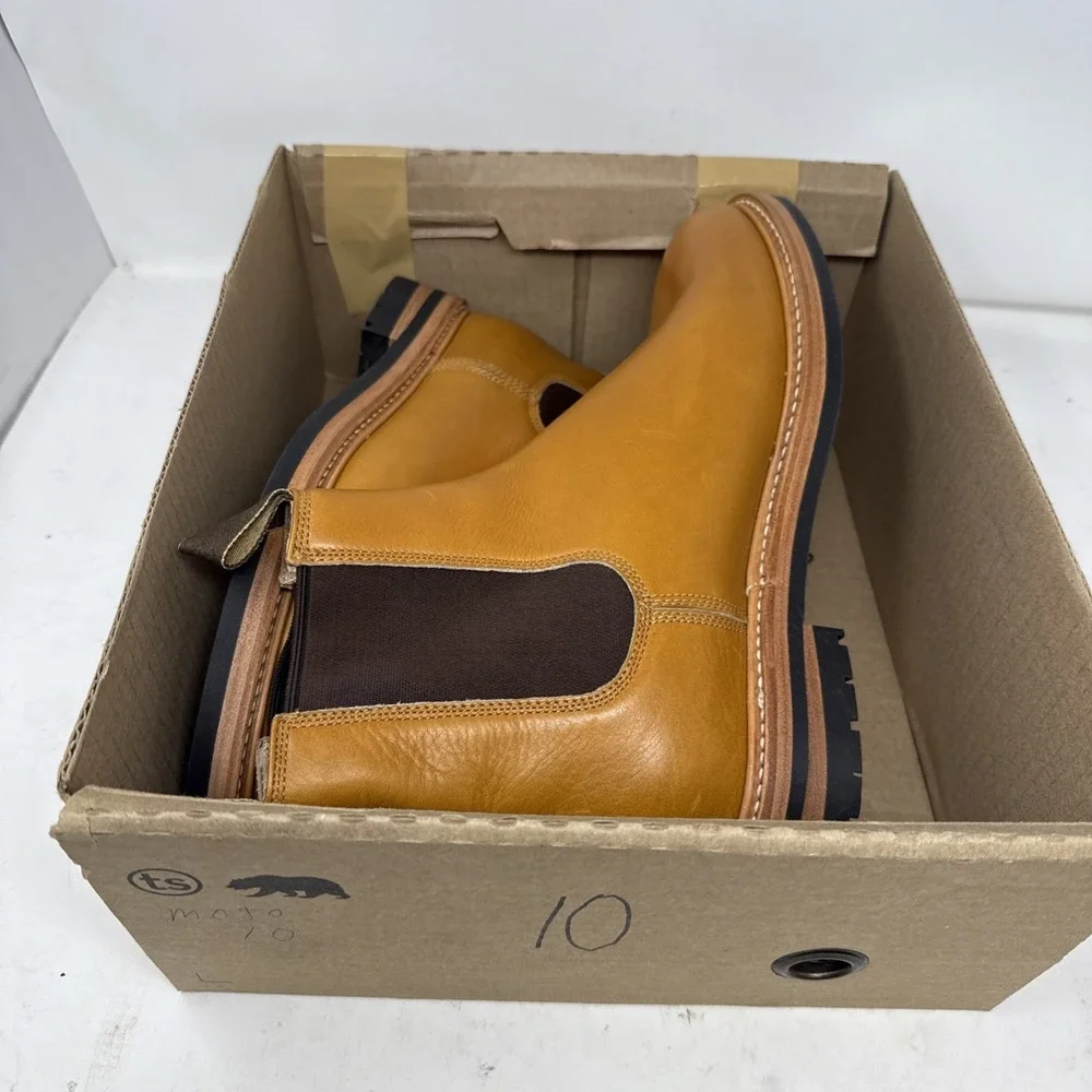 Mens 10 Taylor Stitch Ranch Boot Saddle Tan Brown Leather Chelsea Ankle Vibram